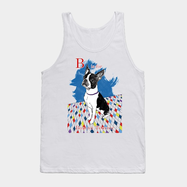 B is for Boston Terrier II Tank Top by Ludwig Wagner